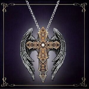 Gothic Cross Wings Necklace NWT Size 19”